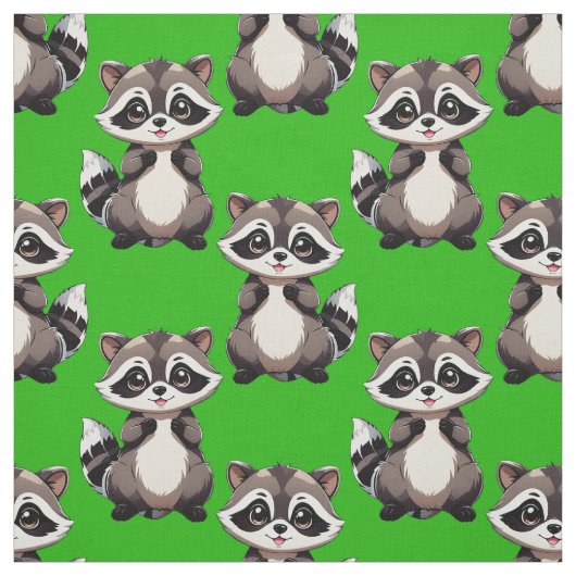 Waschbär-Muster-Design Grün Stoff (Muster)