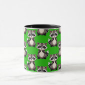 Waschbär-Muster-Design Grün Tasse (Zentrum)