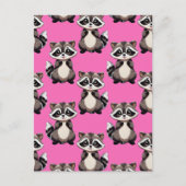 Waschbär-Muster-Design Rosa  Postkarte (Vorderseite)