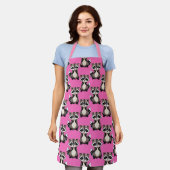 Waschbär-Muster-Design Rosa Schürze (Getragen)
