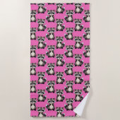 Waschbär-Muster-Design Rosa  Strandtuch (Vorderseite)