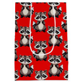 Waschbär-Muster-Design Rot Mittlere Geschenktüte (Rückseite)