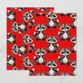 Waschbär-Muster-Design Rot Postkarte (Vorne/Hinten)