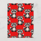 Waschbär-Muster-Design Rot Postkarte (Vorderseite)
