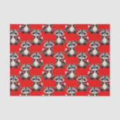 Waschbär-Muster-Design Rot Seidenpapier (Vorderseite)