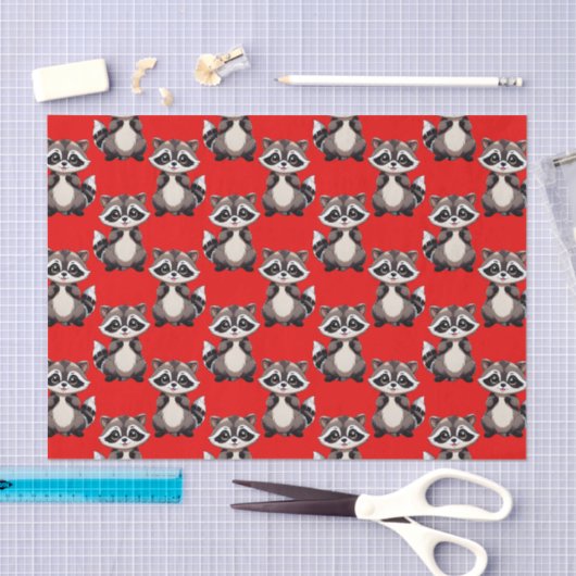 Waschbär-Muster-Design Rot Seidenpapier (Handwerk)