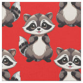 Waschbär-Muster-Design Rot Stoff (Nahaufnahme)