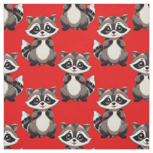 Waschbär-Muster-Design Rot Stoff