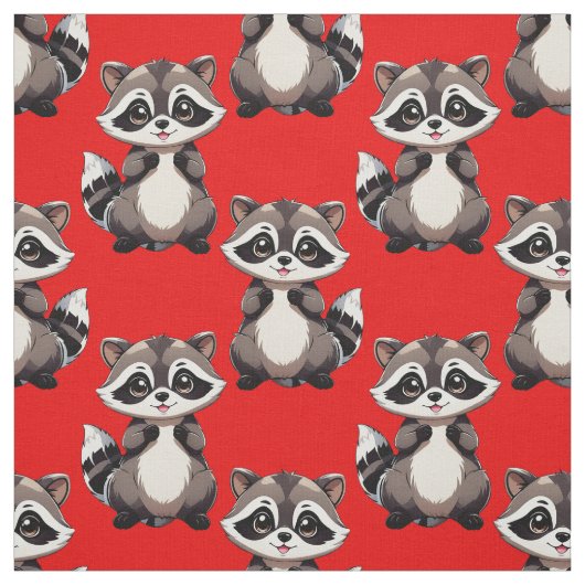 Waschbär-Muster-Design Rot Stoff (Muster)