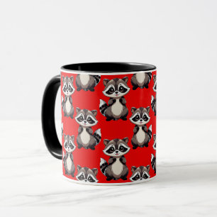 Waschbär-Muster-Design Rot  Tasse