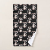 Waschbär-Muster-Design Schwarz Badhandtuch Set (Handtuch)