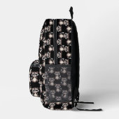 Waschbär-Muster-Design Schwarz Bedruckter Rucksack (Rechts)