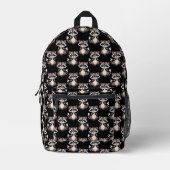 Waschbär-Muster-Design Schwarz Bedruckter Rucksack (Vorderseite)