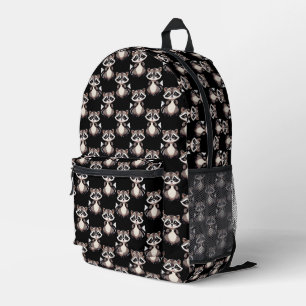Waschbär-Muster-Design Schwarz Bedruckter Rucksack