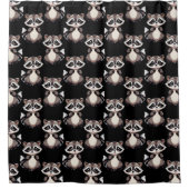 Waschbär-Muster-Design Schwarz Duschvorhang (Vorderseite)