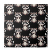Waschbär-Muster-Design Schwarz Fliese (Vorderseite)