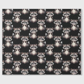 Waschbär-Muster-Design Schwarz Geschenkpapier (Flach)