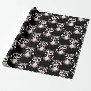 Waschbär-Muster-Design Schwarz Geschenkpapier