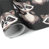 Waschbär-Muster-Design Schwarz Geschenkpapier (Rolleneckpunkt)