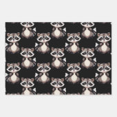 Waschbär-Muster-Design Schwarz Geschenkpapier Set (Vorderseite 2)