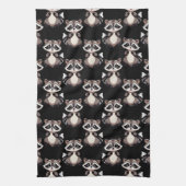Waschbär-Muster-Design Schwarz Geschirrtuch (Vertikal)