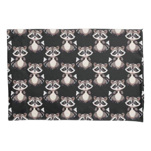 Waschbär-Muster-Design Schwarz Kissenbezug (Vorderseite)