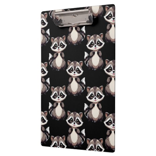 Waschbär-Muster-Design Schwarz Klemmbrett (Links)