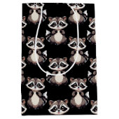 Waschbär-Muster-Design Schwarz Mittlere Geschenktüte (Vorderseite)