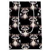 Waschbär-Muster-Design Schwarz Mittlere Geschenktüte (Rückseite)