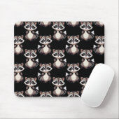 Waschbär-Muster-Design Schwarz Mousepad (Mit Mouse)