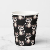 Waschbär-Muster-Design Schwarz Pappbecher (Rückseite)