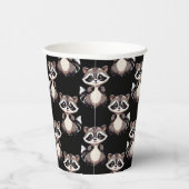 Waschbär-Muster-Design Schwarz Pappbecher (Rechts)