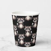 Waschbär-Muster-Design Schwarz Pappbecher (Vorderseite)