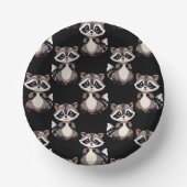 Waschbär-Muster-Design Schwarz Pappteller (Vorderseite)