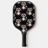 Waschbär-Muster-Design Schwarz Pickleball Schläger (Vorderseite)