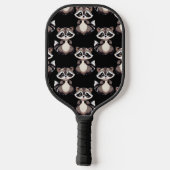 Waschbär-Muster-Design Schwarz Pickleball Schläger (Rückseite)