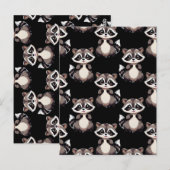 Waschbär-Muster-Design Schwarz Postkarte (Vorne/Hinten)