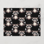 Waschbär-Muster-Design Schwarz Postkarte (Rückseite)