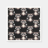 Waschbär-Muster-Design Schwarz  Serviette (Vorderseite)