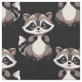 Waschbär-Muster-Design Schwarz Stoff (Nahaufnahme)