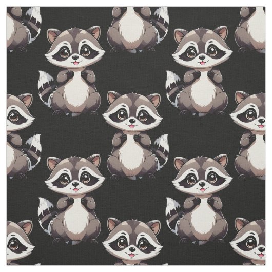Waschbär-Muster-Design Schwarz Stoff (Muster)