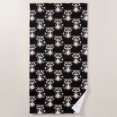 Waschbär-Muster-Design Schwarz Strandtuch (Vorderseite)