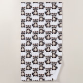 Waschbär-Muster-Design Schwarz Strandtuch (Vorderseite)