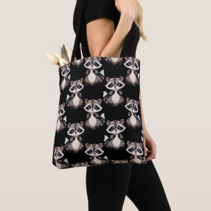Waschbär-Muster-Design Schwarz Tasche