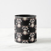Waschbär-Muster-Design Schwarz Tasse (Zentrum)