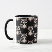 Waschbär-Muster-Design Schwarz Tasse (Links)
