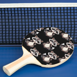 Waschbär-Muster-Design Schwarz  Tischtennis Schläger