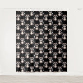 Waschbär-Muster-Design Schwarz Wandteppich (Vorderseite)
