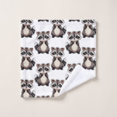 Waschbär-Muster-Design Weiß Badhandtuch Set (Waschlappen)
