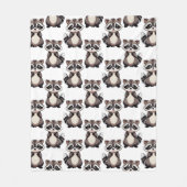 Waschbär-Muster-Design Weiß Fleecedecke (Vorderseite)